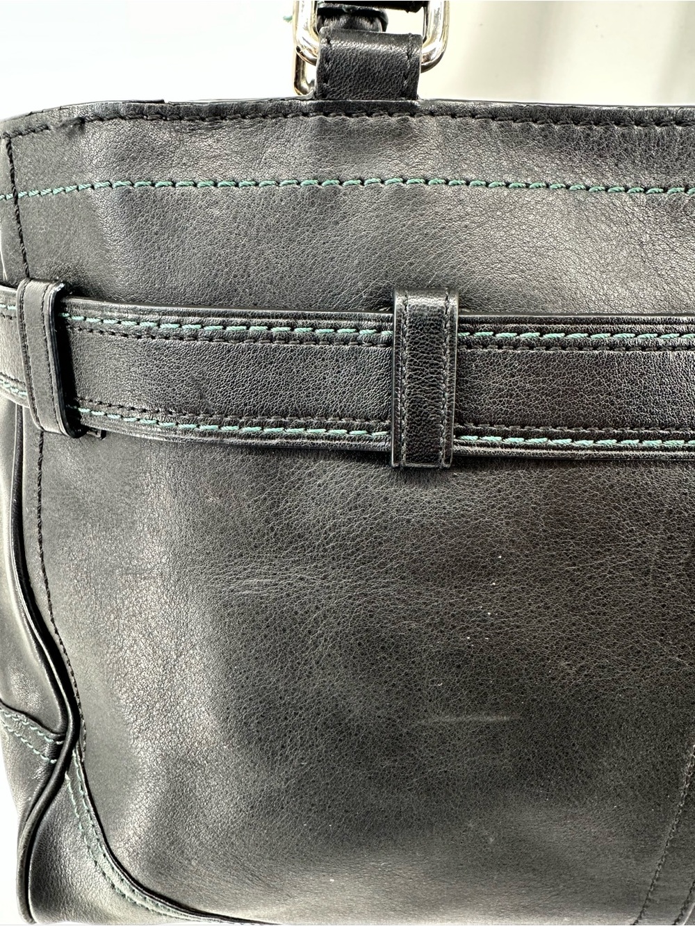 Vintage Large Black Coach Hampton Carryall Leather Shoulder Bag Y2K Classic - Picture 4 of 7